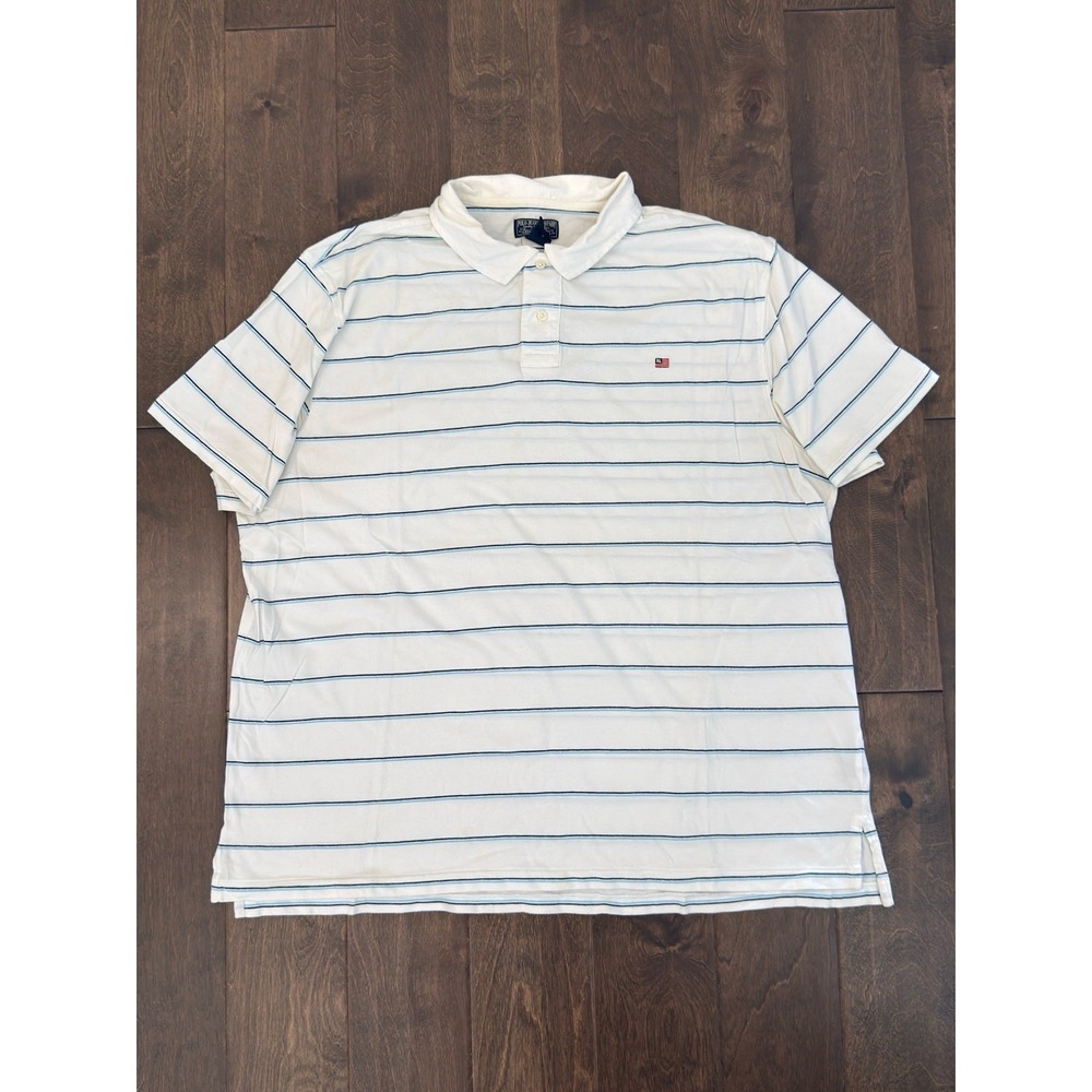 RALPH LAUREN POLO JEAN COMPANY Men's XXL Embroidered RL Flag Logo White Striped